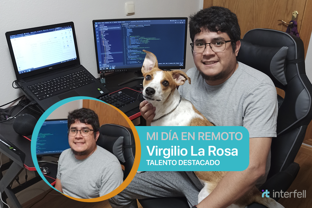 Virgilio La Rosa trabajando en casa